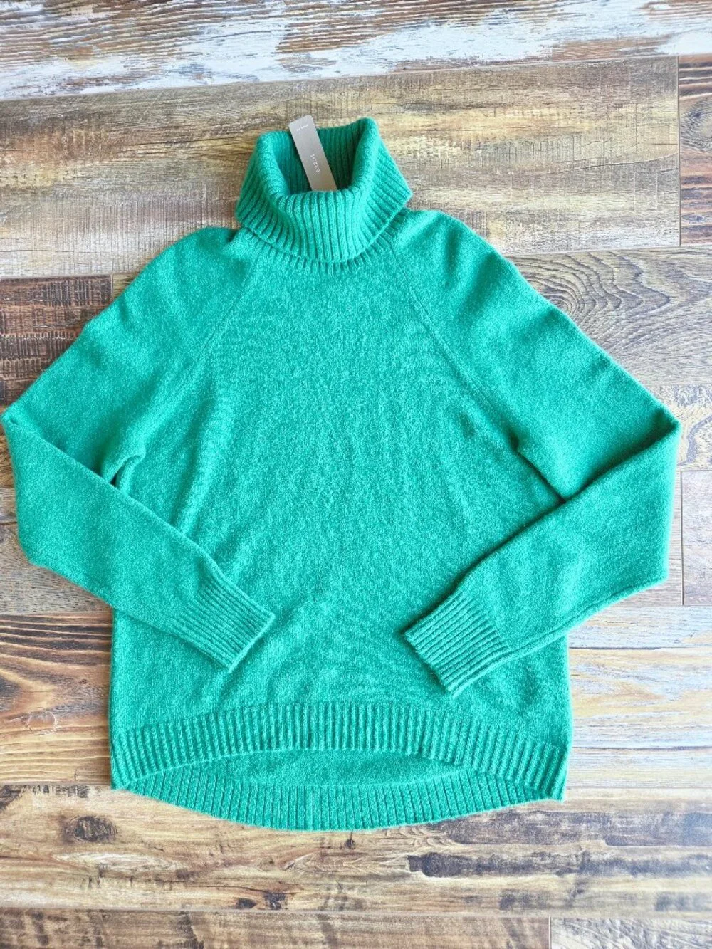 NEW J.CREW Supersoft Yarn Turtleneck Sweater Alpaca Wool Blend Green #AF023
